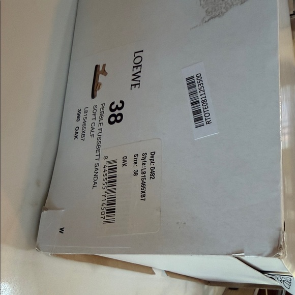 Loewe Brown Leather Slide Sandals with Gold Medallions - Picture 4 of 6